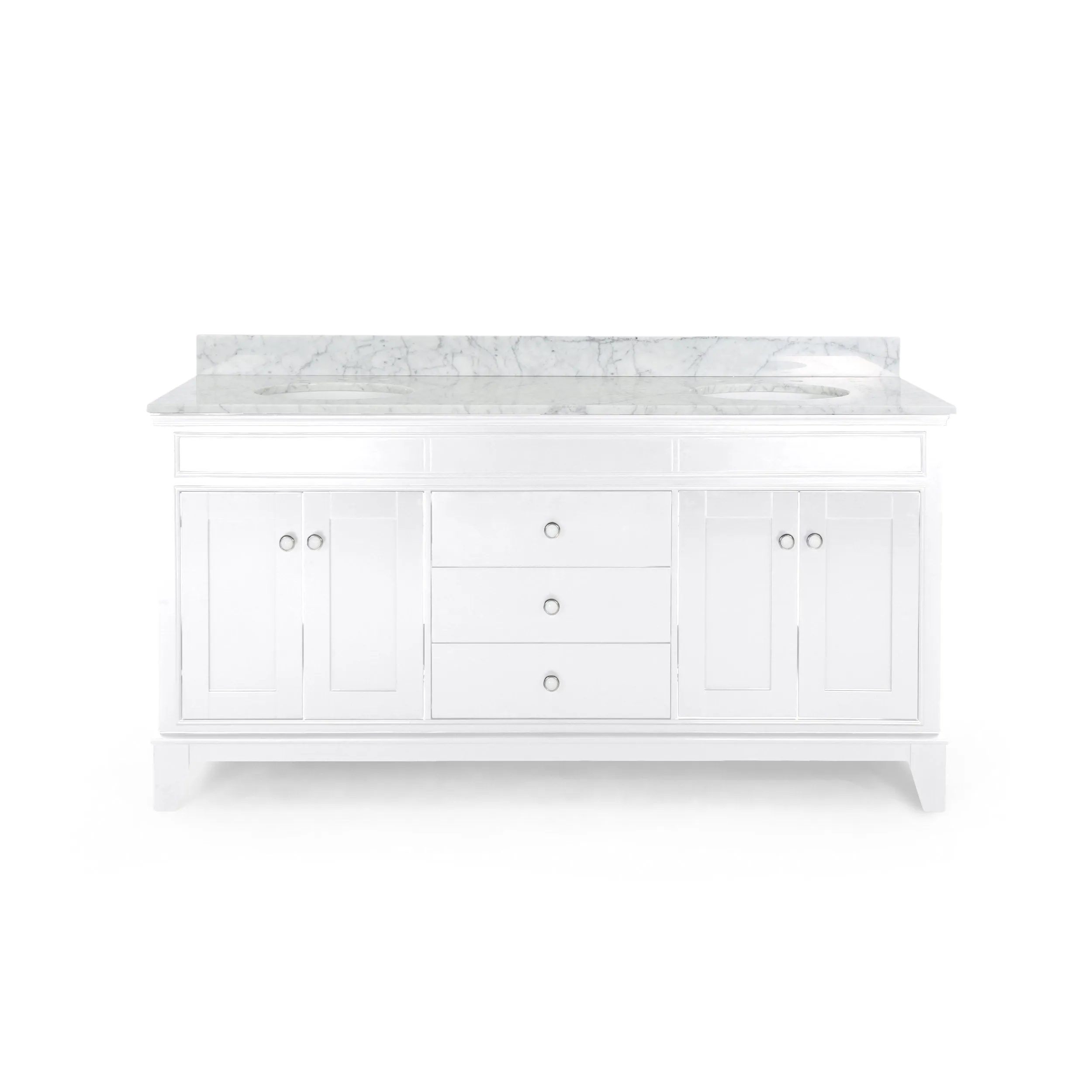 72" Wood Double Sink Bathroom Vanity with Marble Counter Top with Carrara White Marble - NH109703