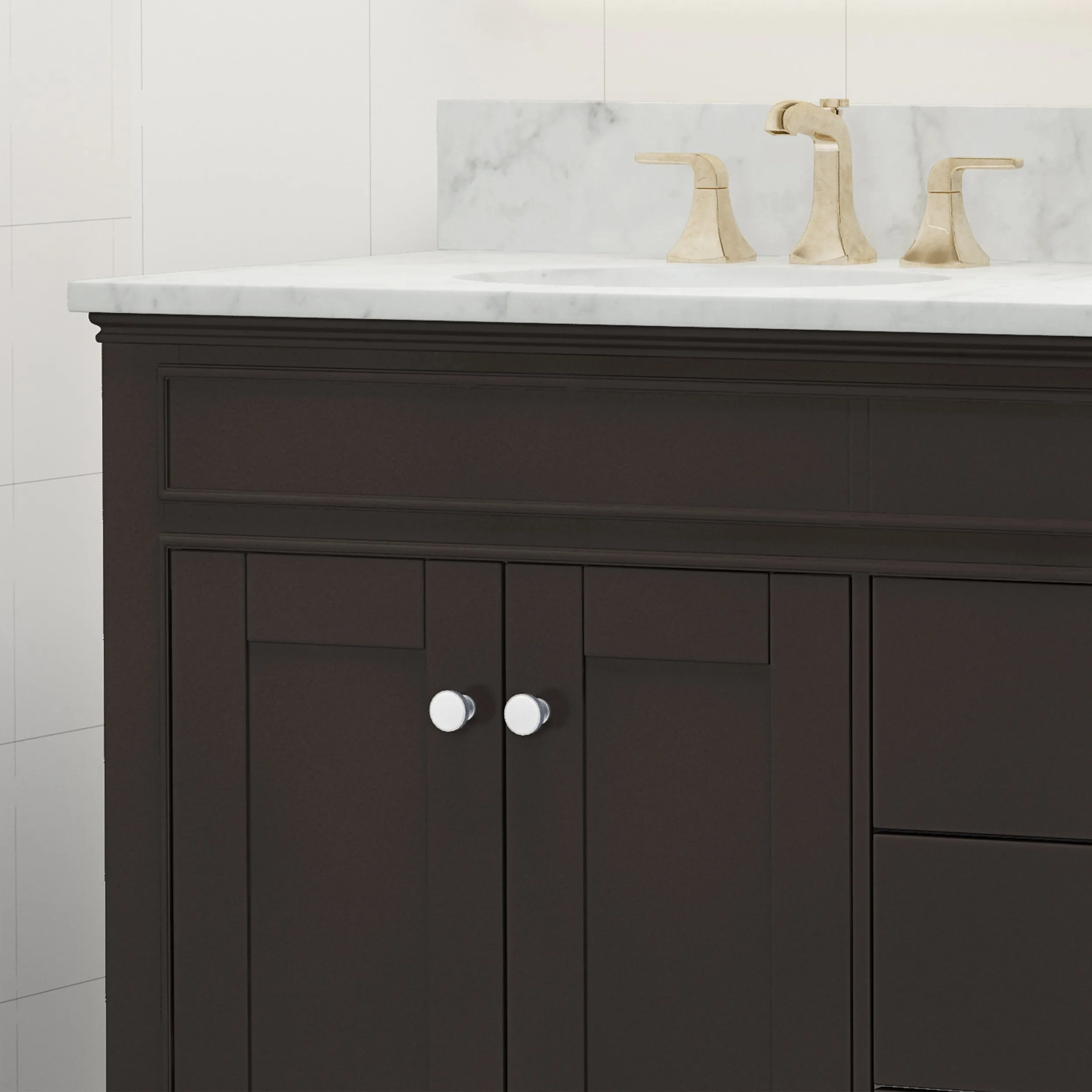 72" Wood Double Sink Bathroom Vanity with Marble Counter Top with Carrara White Marble - NH109703