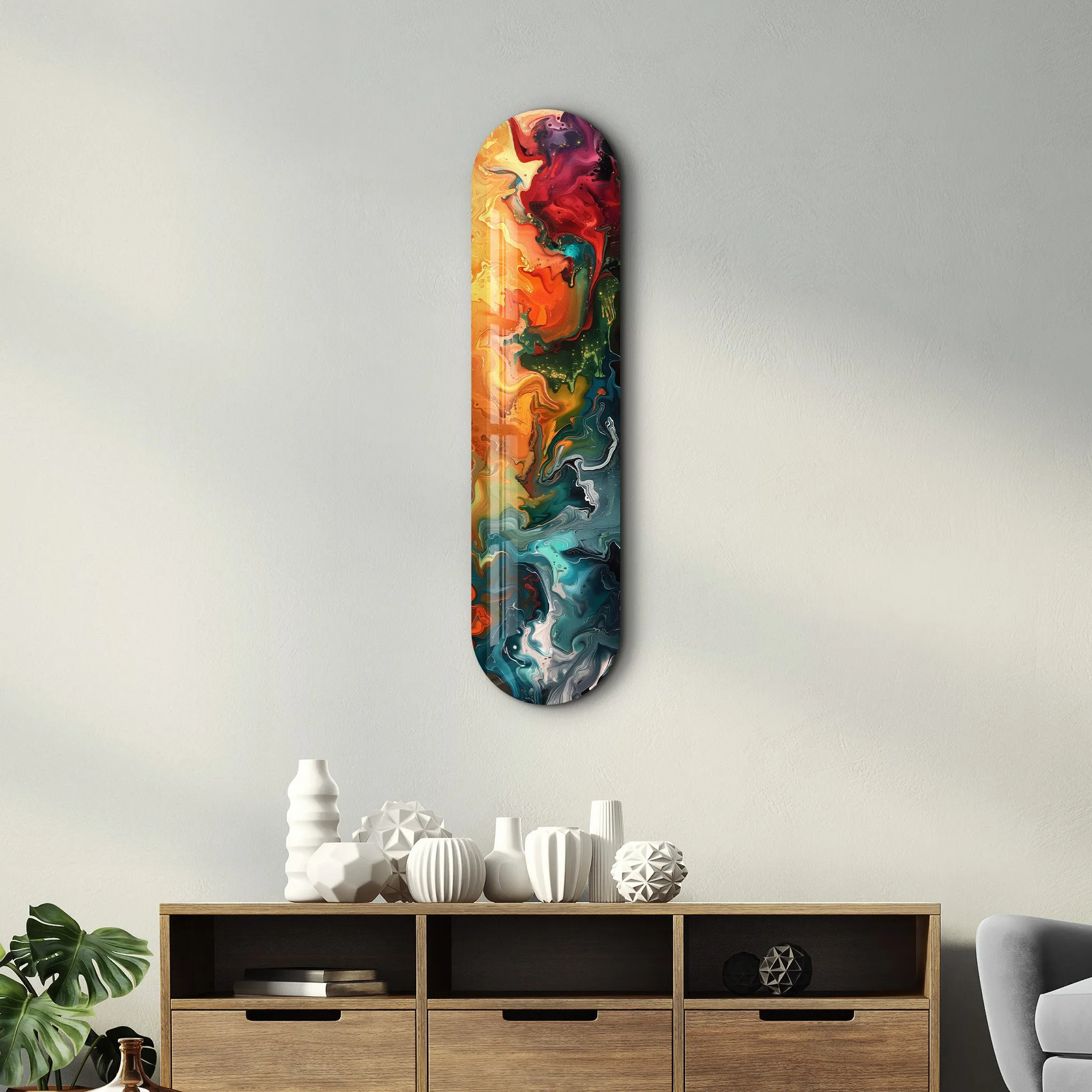 Abstract Paint Waves V1 | Glass Wall Art