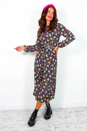 All The Attitude - Black Multi Rose Maxi Dress