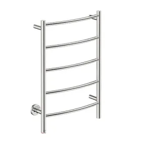 Bathroom Butler Natural 5 Bar Curved PTS Heated Towel Rail 500mm