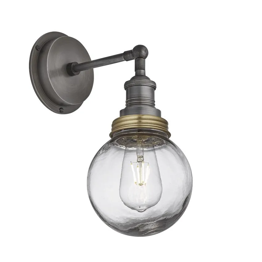 Brooklyn Outdoor & Bathroom Globe Wall Light - Pewter - Industville