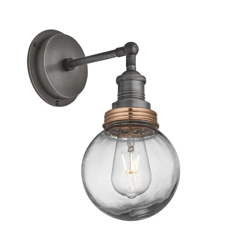 Brooklyn Outdoor & Bathroom Globe Wall Light - Pewter - Industville