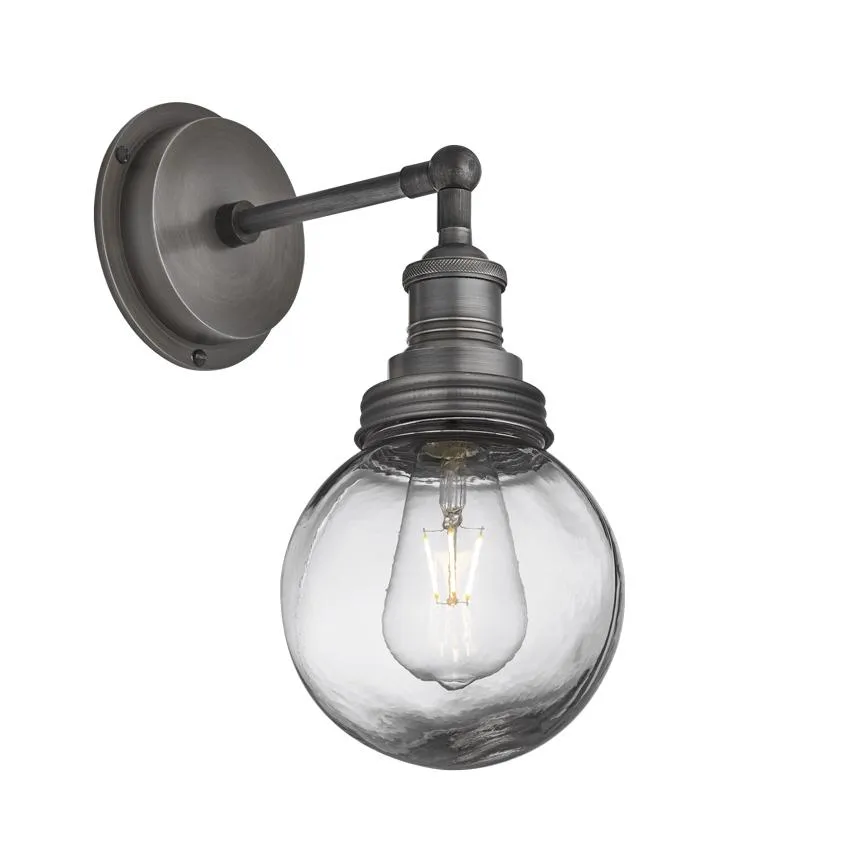 Brooklyn Outdoor & Bathroom Globe Wall Light - Pewter - Industville