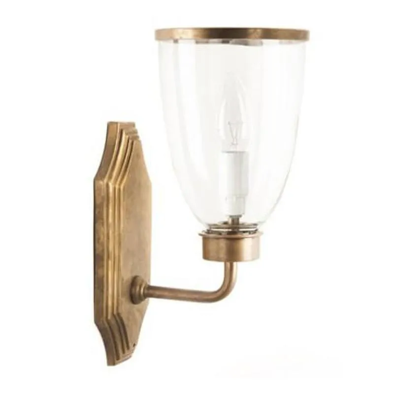 Classic Brass Wall Light with Glass Shade