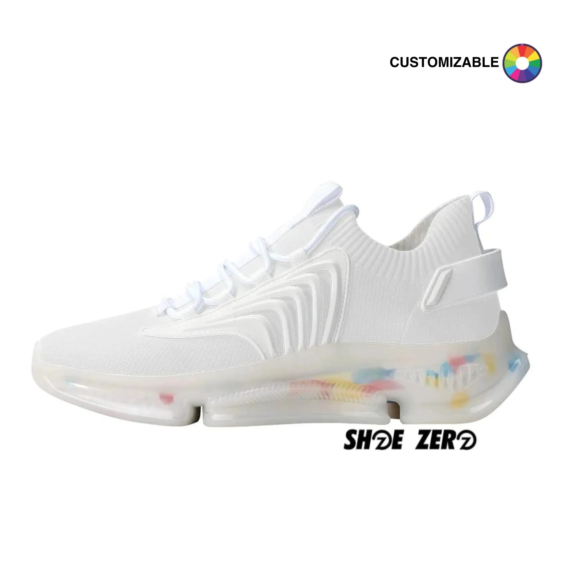 Customizable Air Heel React Running Shoes (White)