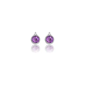 Diamonds by Georgini - Natural Amethyst and Two Natural Diamond February Earrings Silver