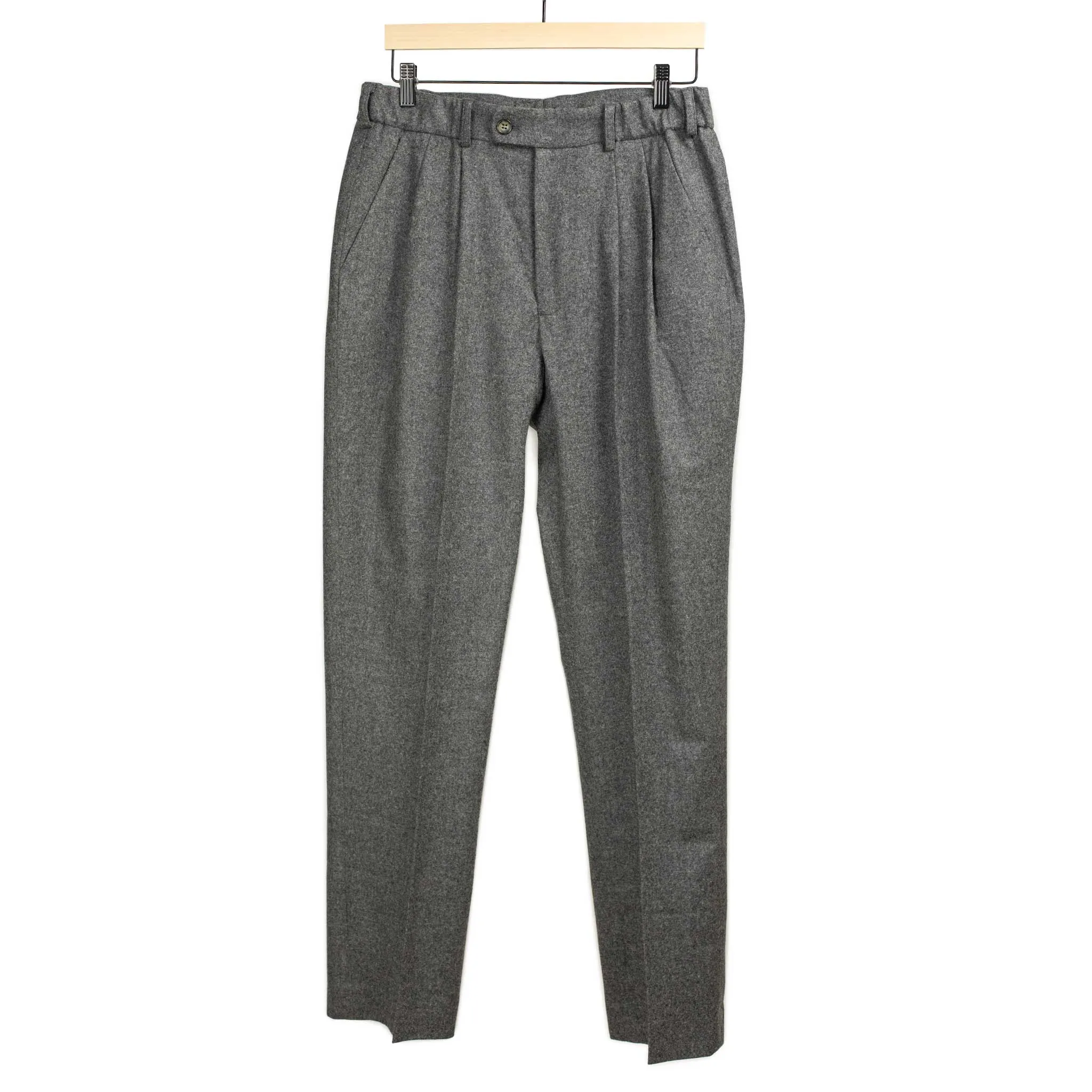 Easy trousers in mid-grey melange wool flannel