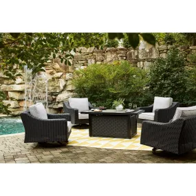 Fire Island Black Outdoor 5pc Firepit Chat Set