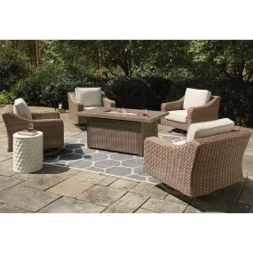 Fire Island Mist Outdoor 5-Piece Firepit Chat Set (Firepit  4 Swivel Rockers)