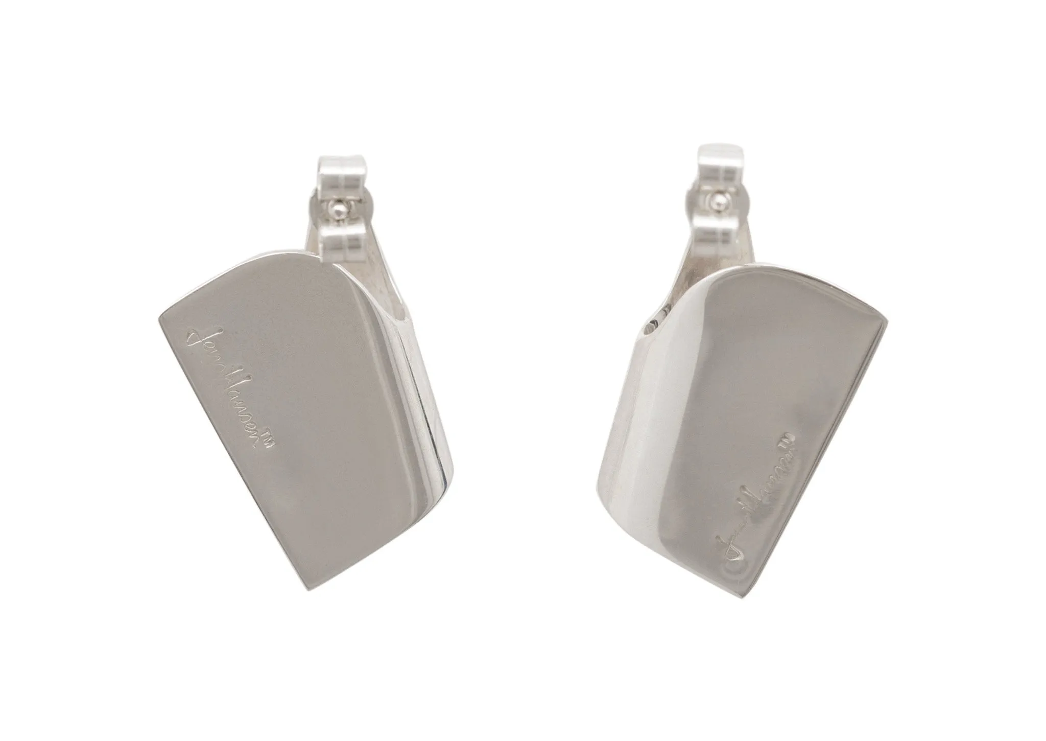 Folded Cuff Earrings, White Gold & Platinum