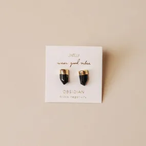 Gold Dip Obsidian Point Studs