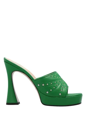 Green Embellishment Mules