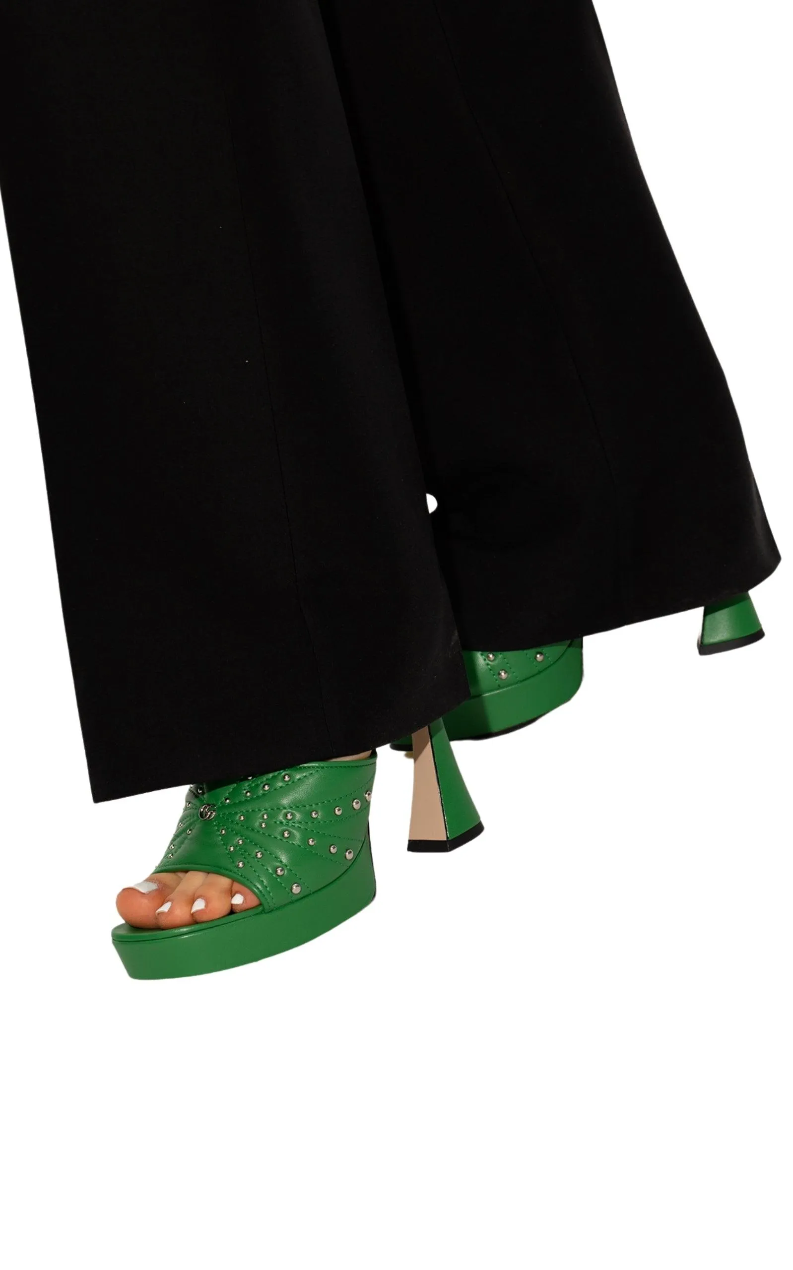 Green Embellishment Mules