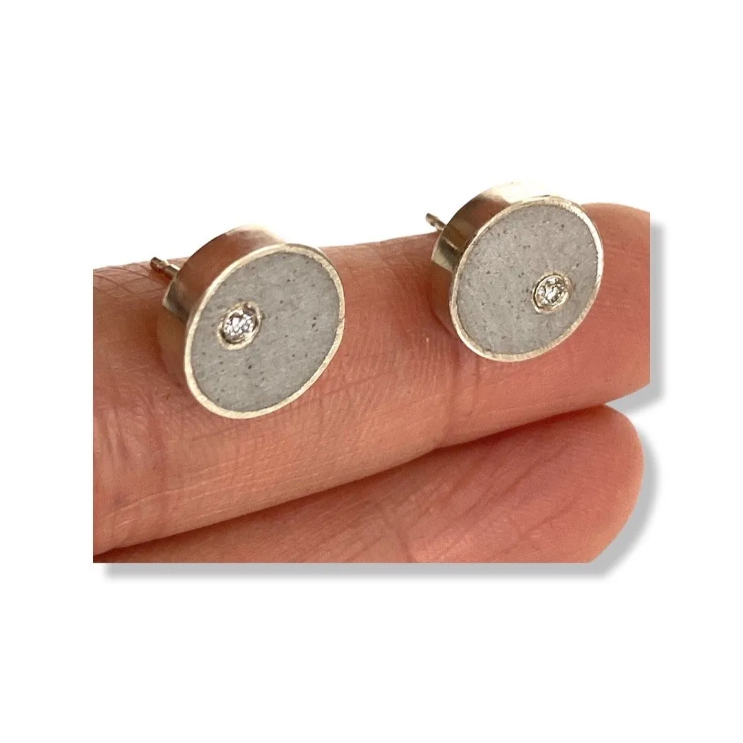 Jennifer Lippman Bruno Design - Earrings - Effortless Circle Studs (Grey Concrete) #ESCD-001G