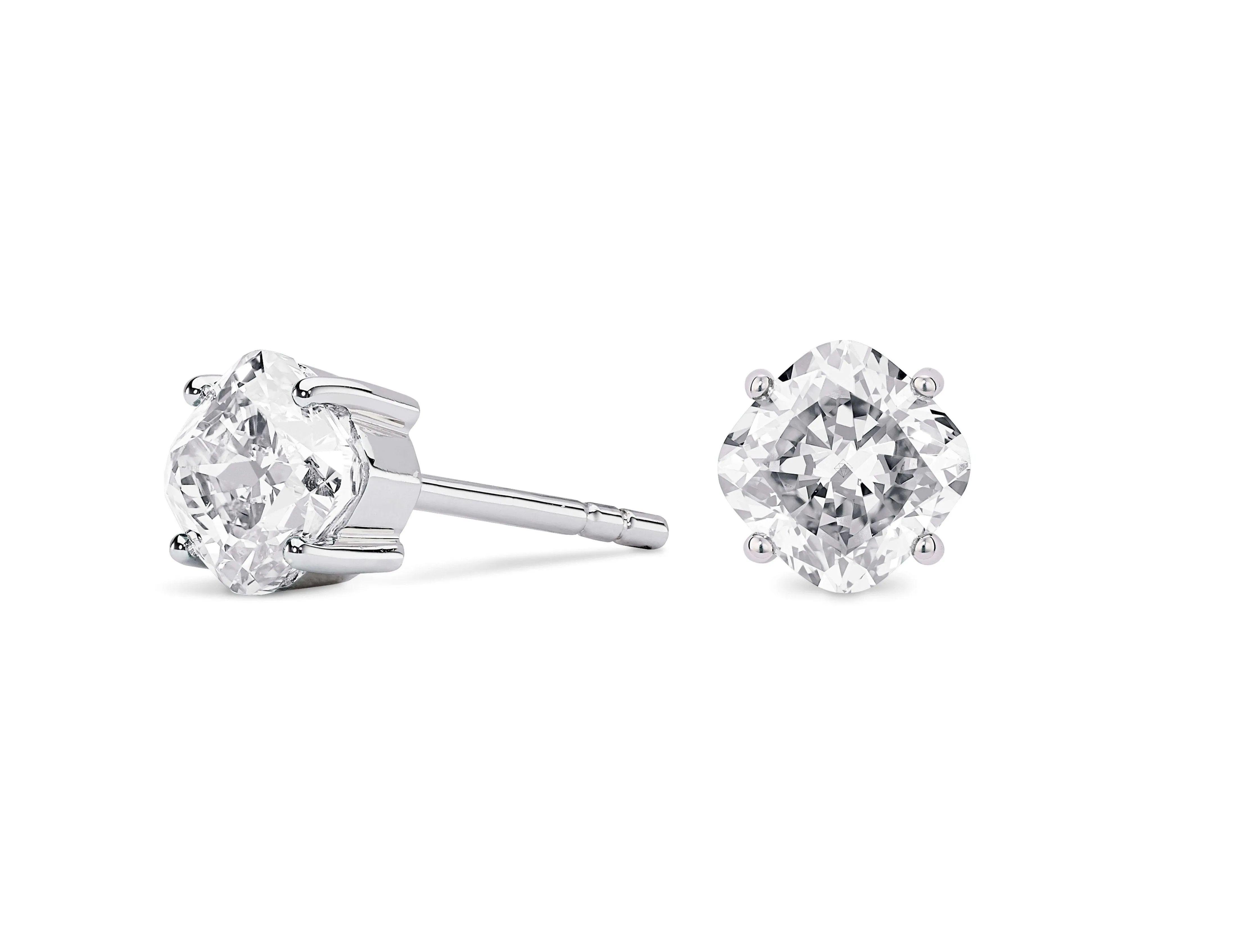 LIGHTBOX Lab-Grown Diamond 1.5ct twt Cushion Solitaire Studs, 14k gold