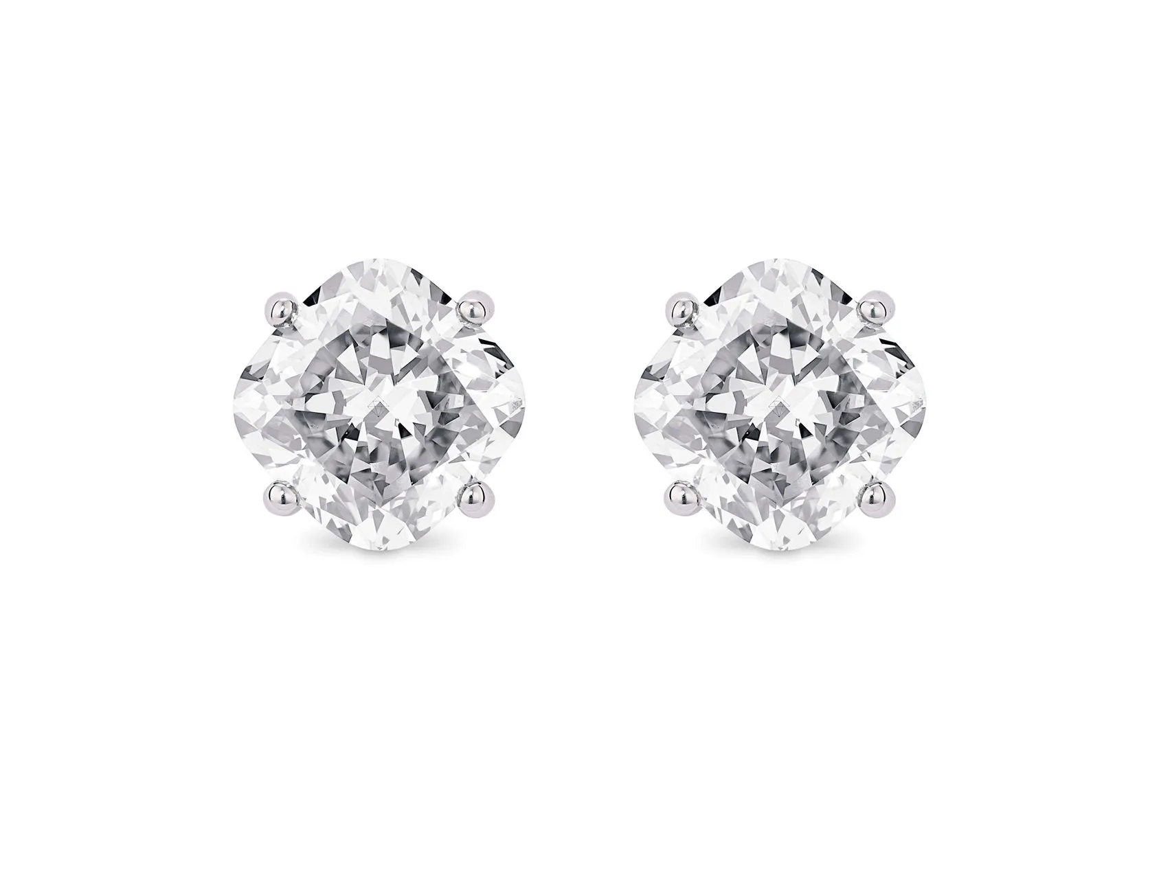 LIGHTBOX Lab-Grown Diamond 2ct twt Cushion Solitaire Studs, 14k gold