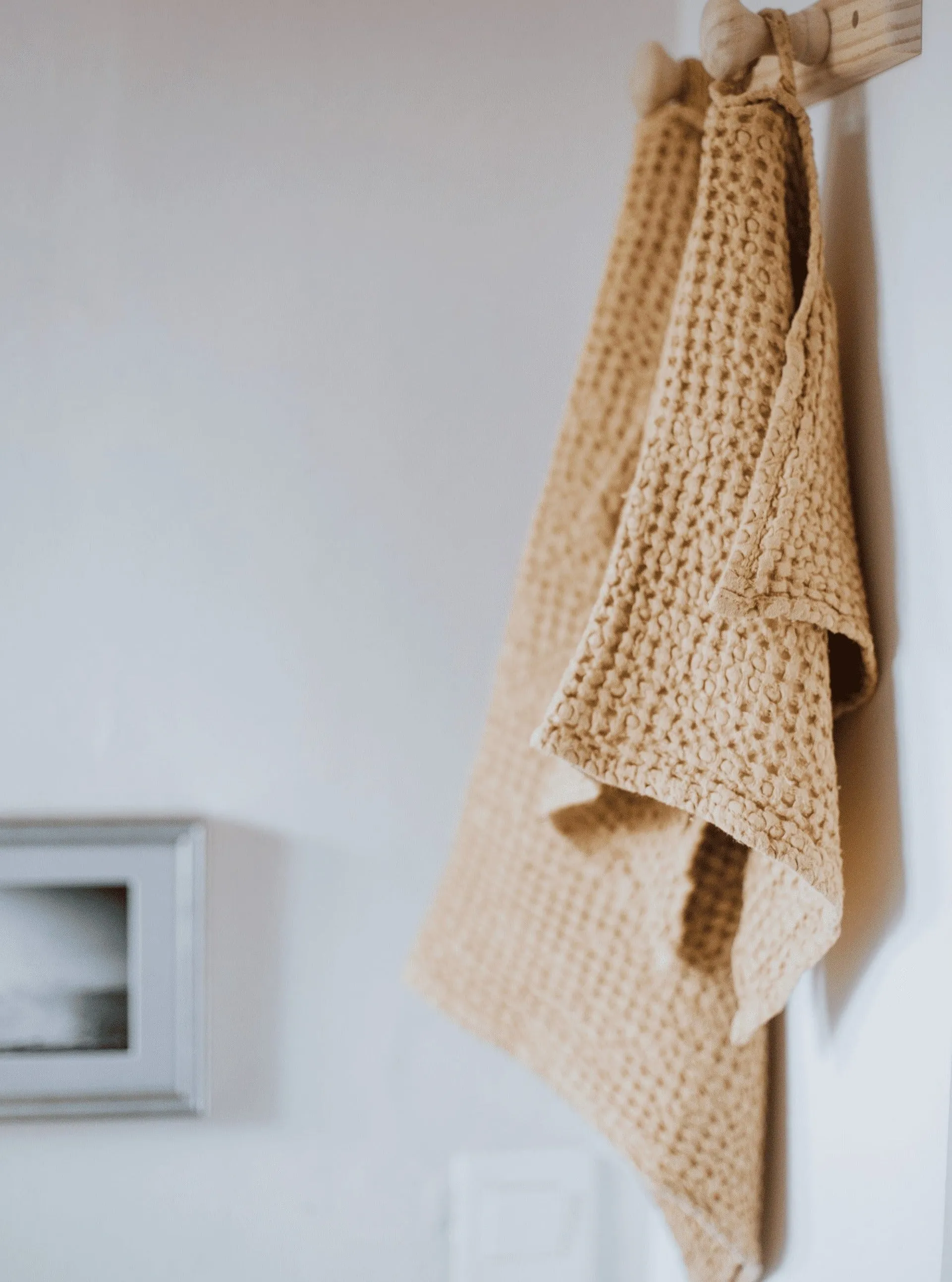 Linen Waffle Bath Towel - Cream