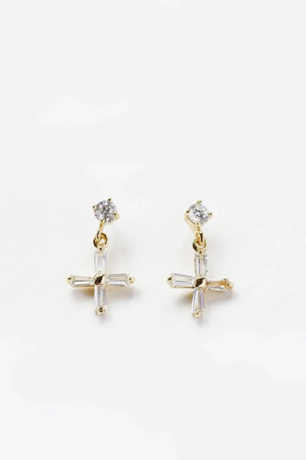 Mini Cross Earrings Clear