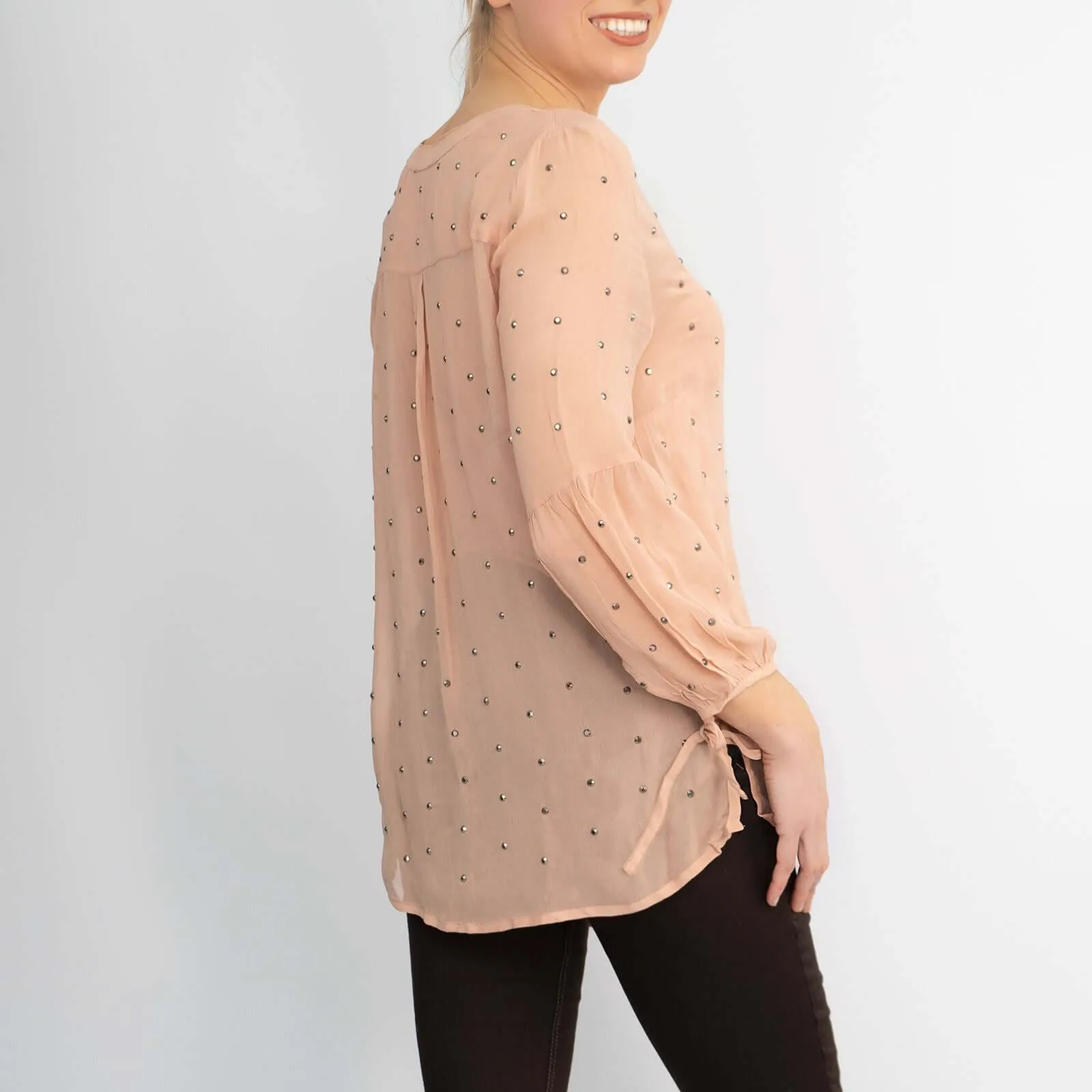 Phase Eight Coray Stud Long Sleeve Lightweight Button Up Blouses