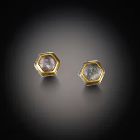 Sapphire Hex Stud Earrings