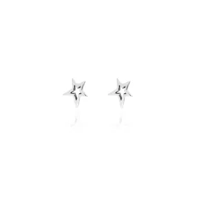 Silver Shooting Star Stud Earrings