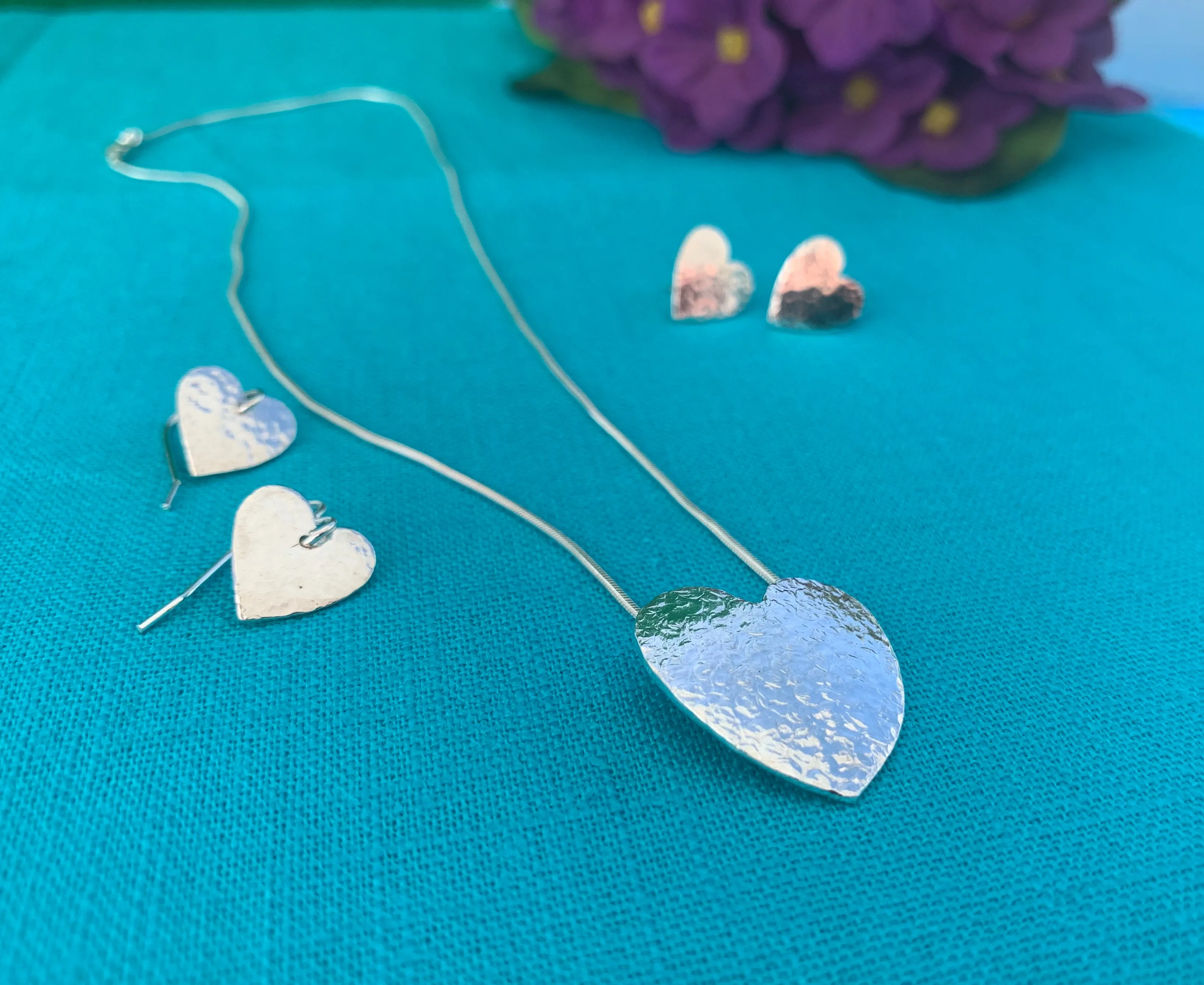 Solid Silver Heart Pendant & Set