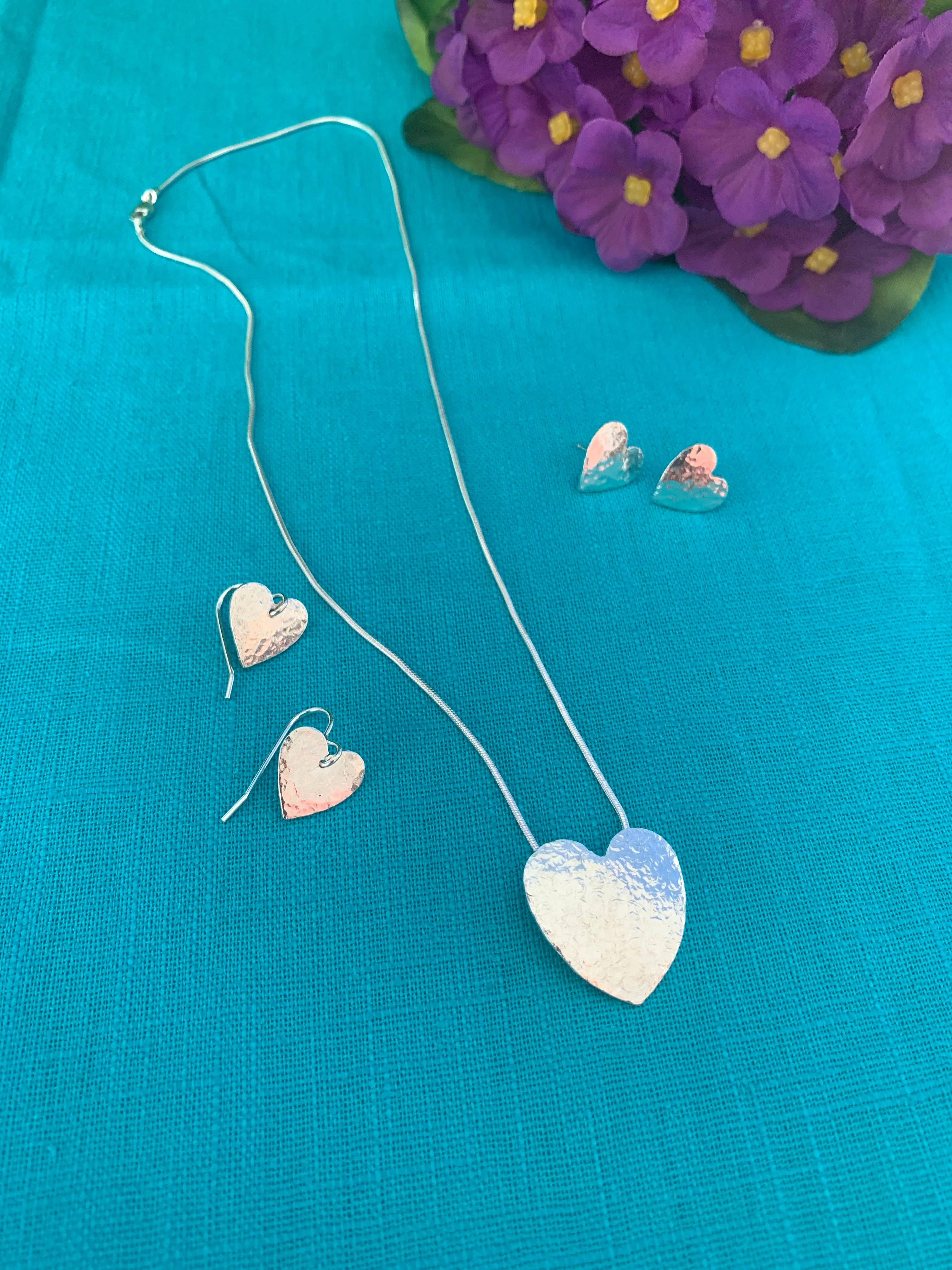 Solid Silver Heart Pendant & Set