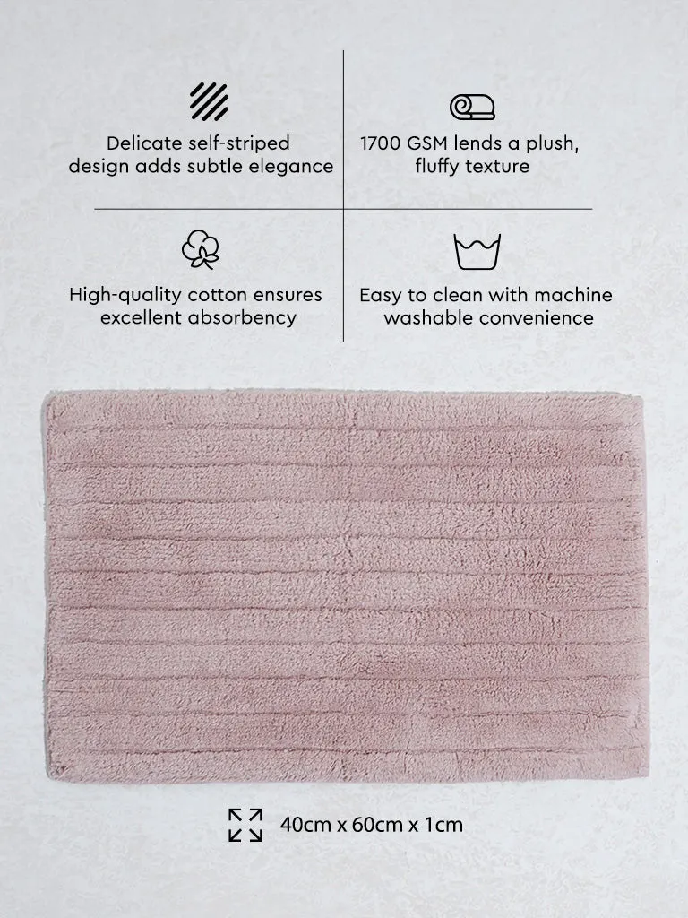 Westside Home Blush Pink Self-Striped Fluffy Bathmat